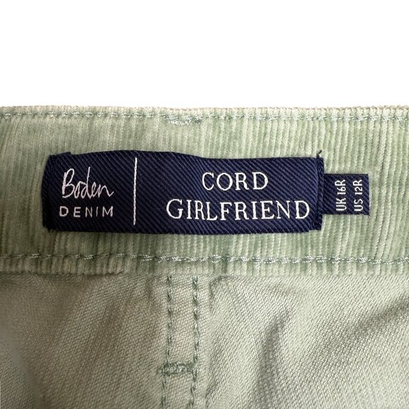 EUC Women's BODEN Denim Cord Girlfriend Pant Light Green | Size 12R - Picture 8 of 14